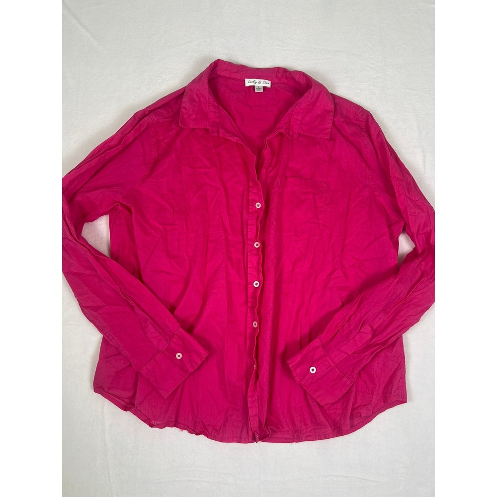 Lucky & Coco Wm L Magenta Pink Button Down Long Sleeve Shirt Business Casual
